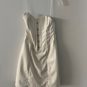 White faux leather mini dress